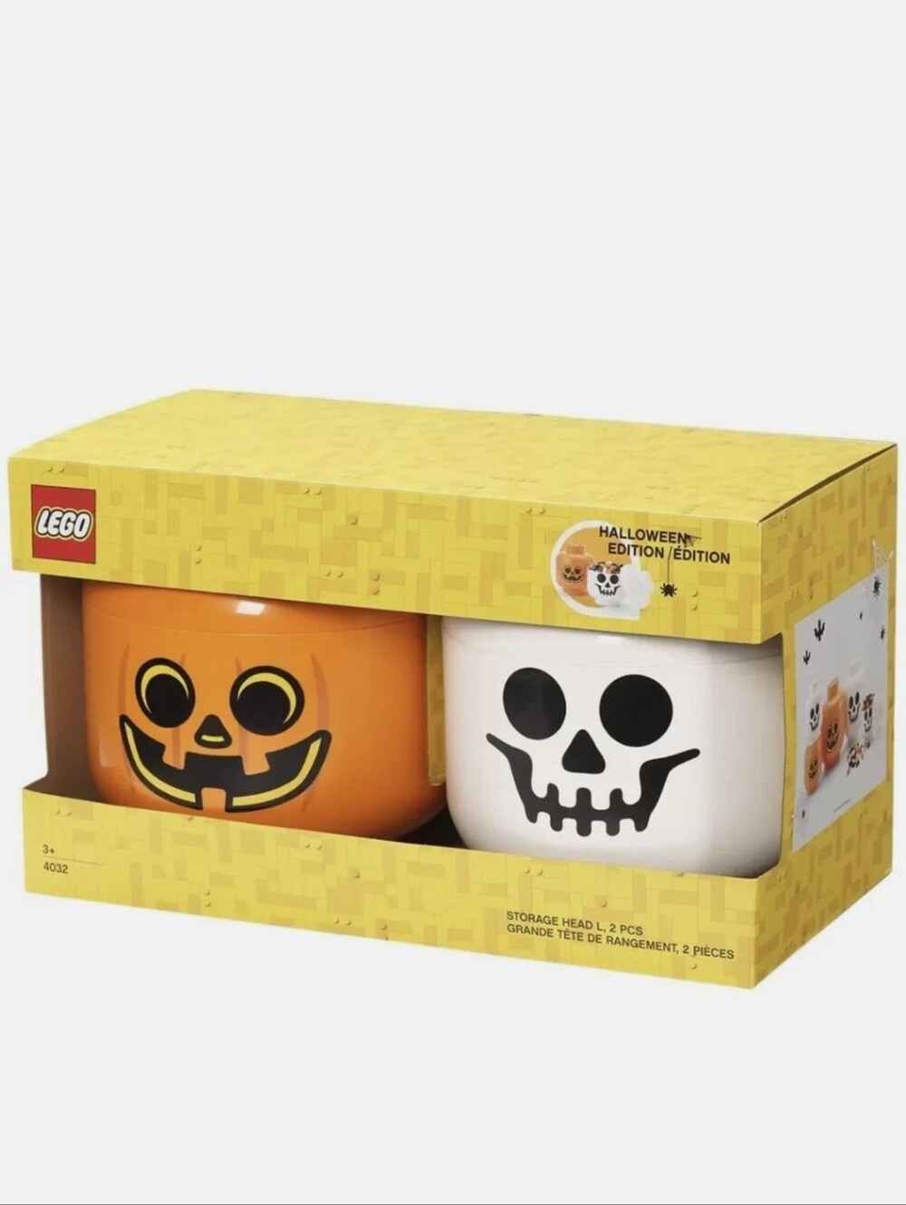 Lego Halloween Pumpkin & Skull Storage Heads Halloween Edition 2 Pack - NWT